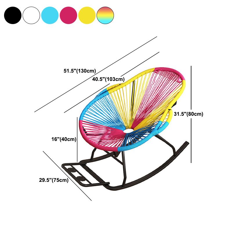 Modern Spindle Rocking Chair Woven Rope Metal Frame Rocker Chair for Home