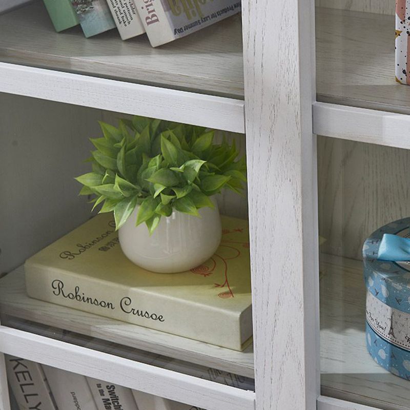 Glam Closed Back Standard Wood Shelf Bookcase for Living Room