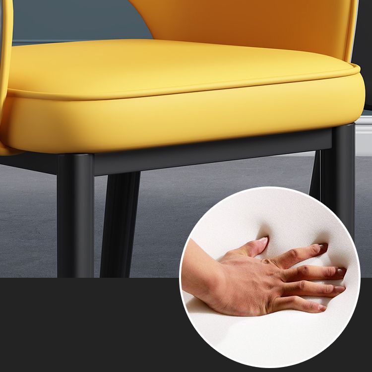 Contemporary Style Dining Chair Steel Legs Arm Chair with Upholstered