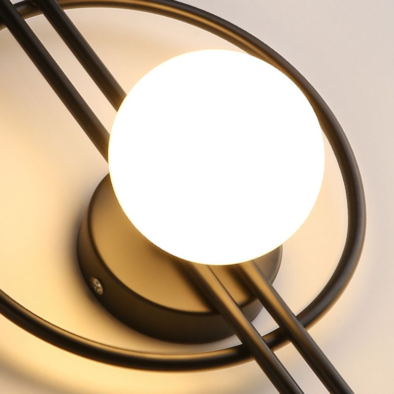 Nordic Style Iron Wall Light Circle Shape LED Wall Lamp with Glass Shade for Bedroom