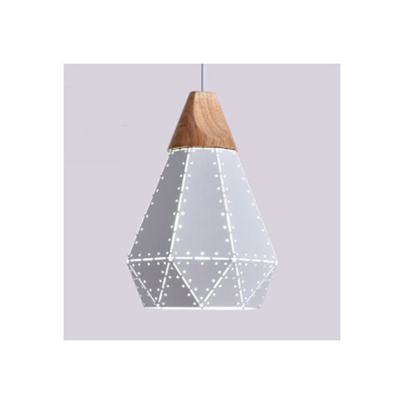 Metallic Diamond Shape Pendant Light Black/Grey/White 1 Light Modern Monochrome Hanging Light for Kitchen Stair