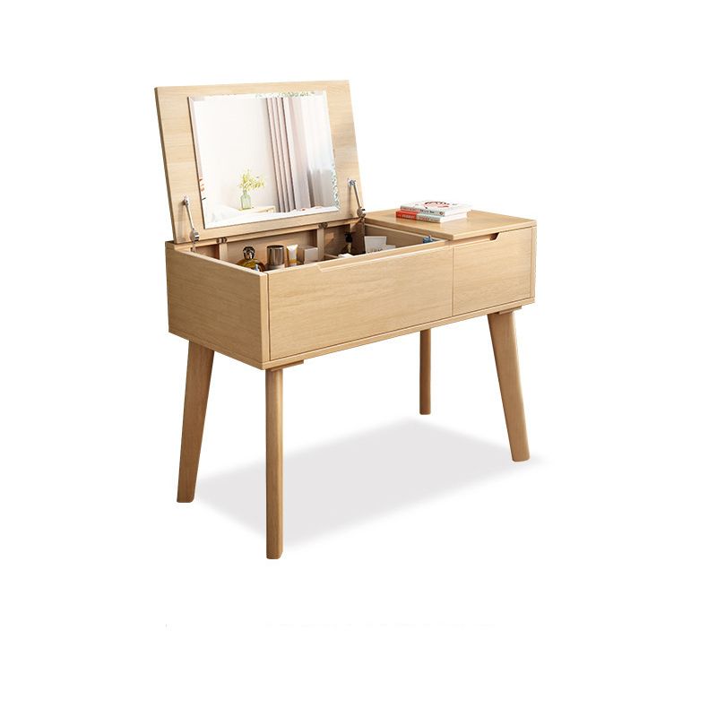Modern 1-Drawer Dressing Table Solid Wood Mirror Make-up Vanity