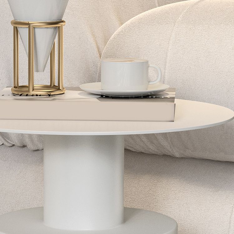 Mid-Century 19.7" Tall Pedestal End Table Round Metal Side Table