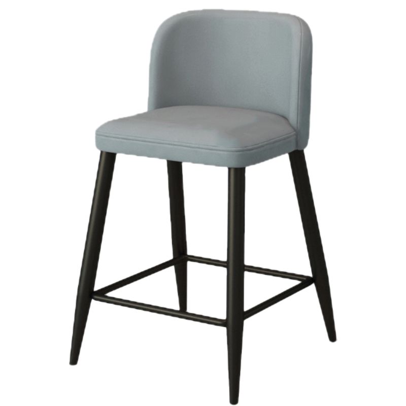 Modern Upholstered Low Back Faux Leather Bar Stools with Footrest
