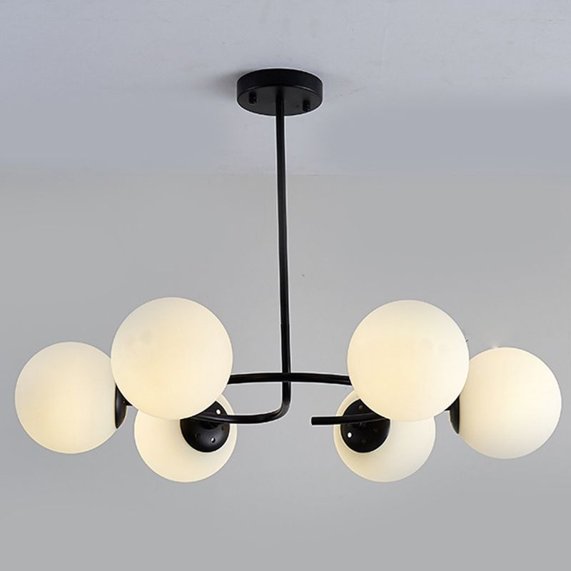 Sphere Chandelier Lighting Fixtures Modern White Glass Suspension Light for Bedroom