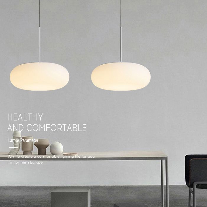 Bianca 1 Lampada a ciondolo a battente leggera Modern Minimalist Plastic Hanging Lampada per tavolo da pranzo