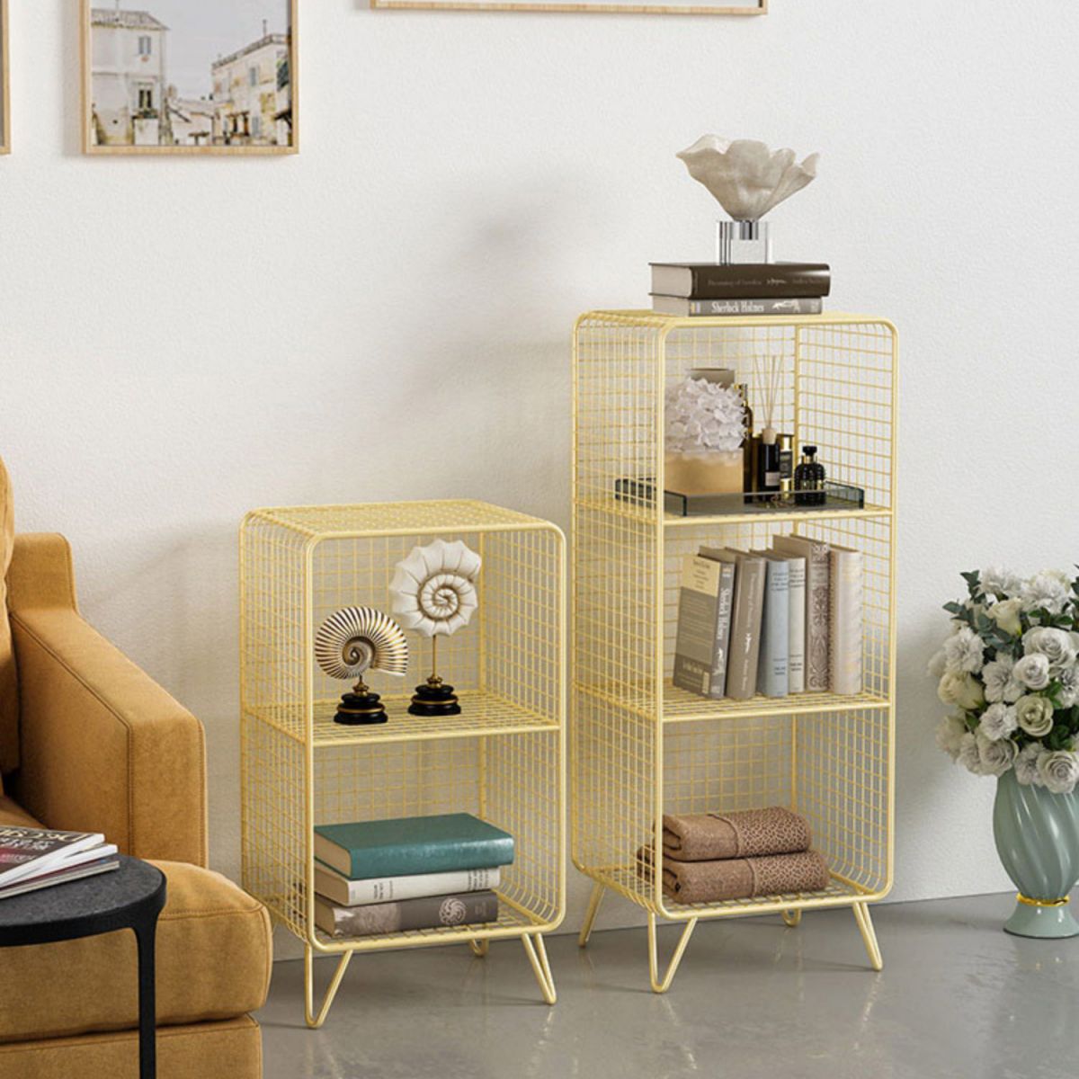 Nordic Metal Closed Back Bookcase Rectangle Storage Bookshelf