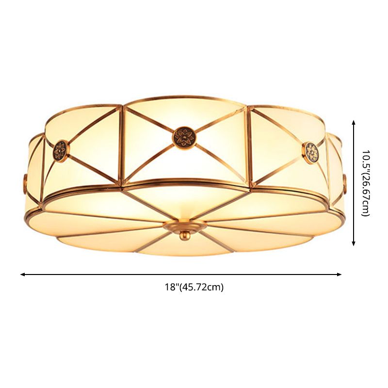 Traditional Drum Flush Mount Ceiling Fixture Opal Glass Shades Flush Mount Ceiling Lighting Fixture