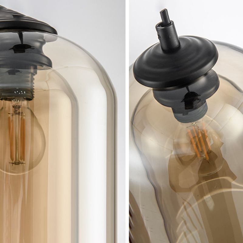 Double Glass Single Pendant Light in Modern Concise Style Wrought Iron Hanging Lamp for Dining Room