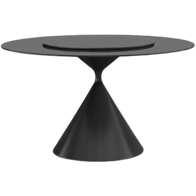 Round Sintered Stone Dining Table Modern Turntable Furniture with Pedestal Base