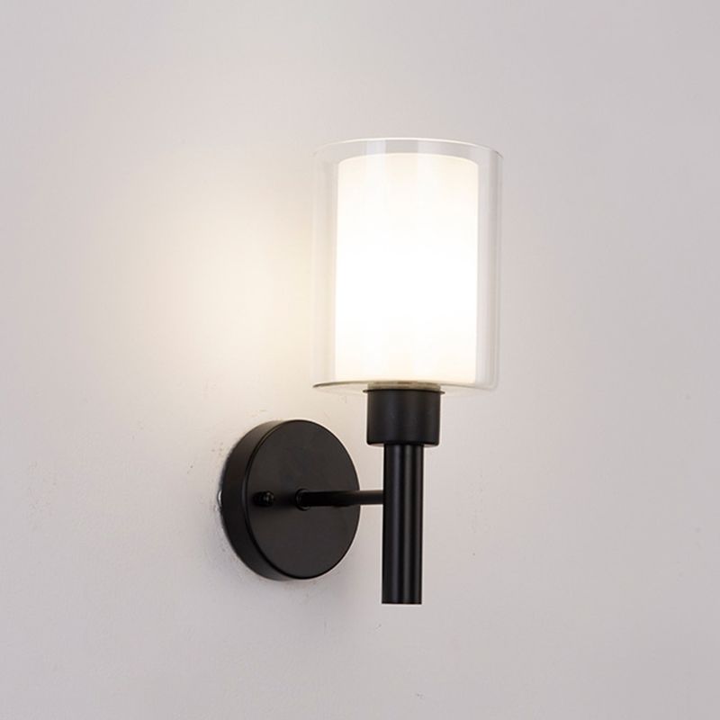 Modern Style Cylinder Wall Mounted Light Glass 1 Light Wall Mounted Lamp