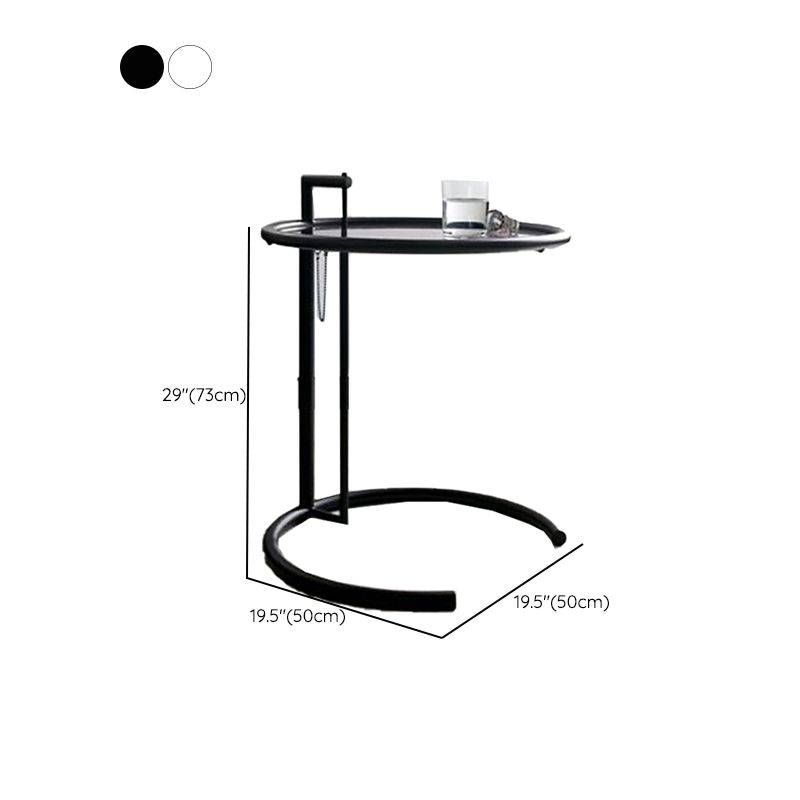 Round Glass Top End Table with Stainless Steel C Base Side Table