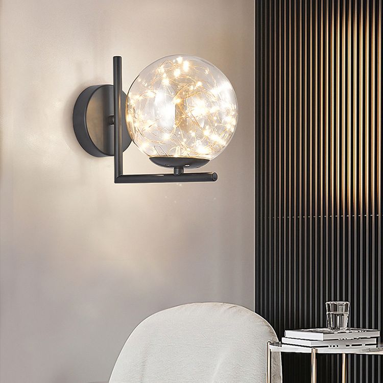 1 licht wit glazen wand gemonteerd verlichtingsarmatuur moderne bol wandverlichting ideeën voor slaapkamer