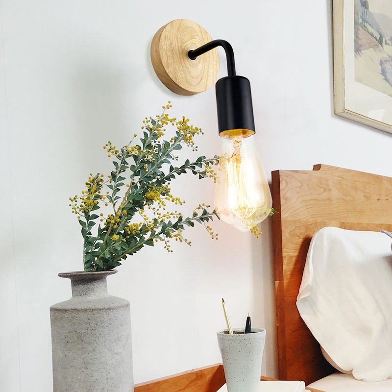 Modern Simple Wall Light Fixture Wooden Wall Light Sconce for Bedroom