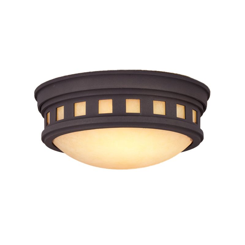 Drum Ceiling Flush Light Rustic Style Metal and Opal Glass Bronze/Gold Outdoor Flush Mount Light for Porch