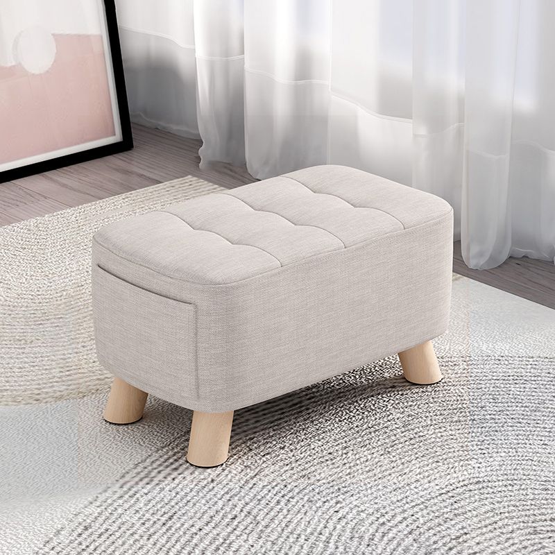 Modern Cotton Storage Pouf Plain Rectangle Tufted Chair Ottoman