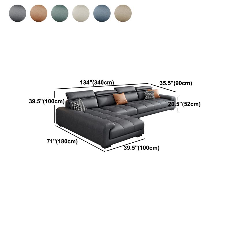 4-seater Sectional with Adjustable Head Pillow for Living Room