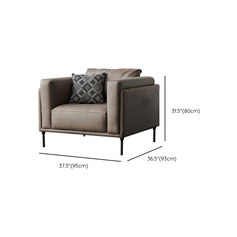 Modern Square Arms Sofa Wooden Pillows Back Settee for Living Room