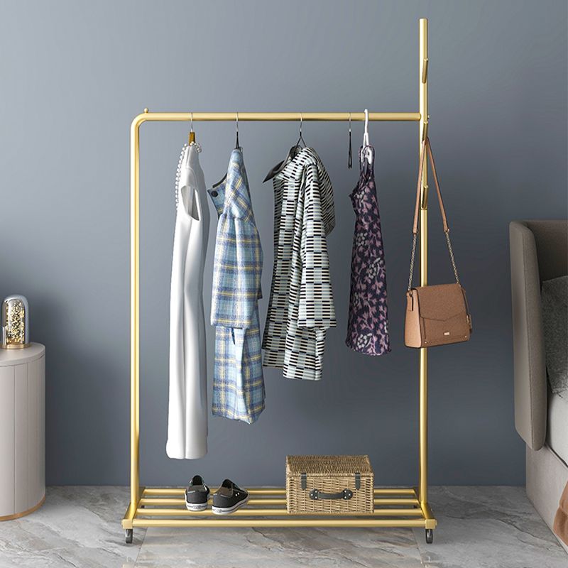 Modern Coat Hanger Metal Framed Hanging Rail Lower Shelf and Hooks Hall Stand