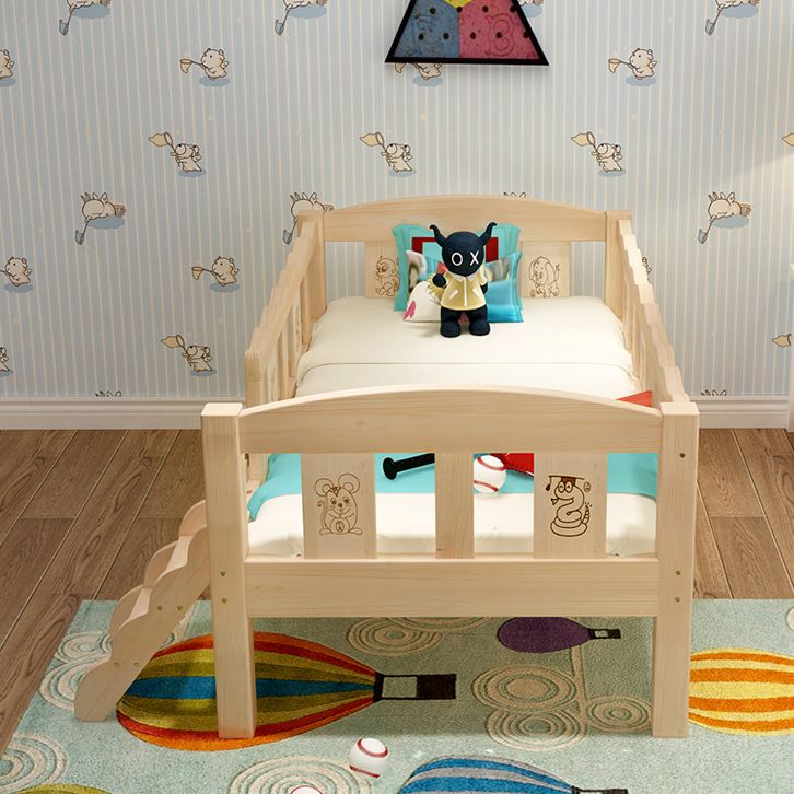 Washed Natural Solid Wood Nursery Crib Contemporary with Guardrail