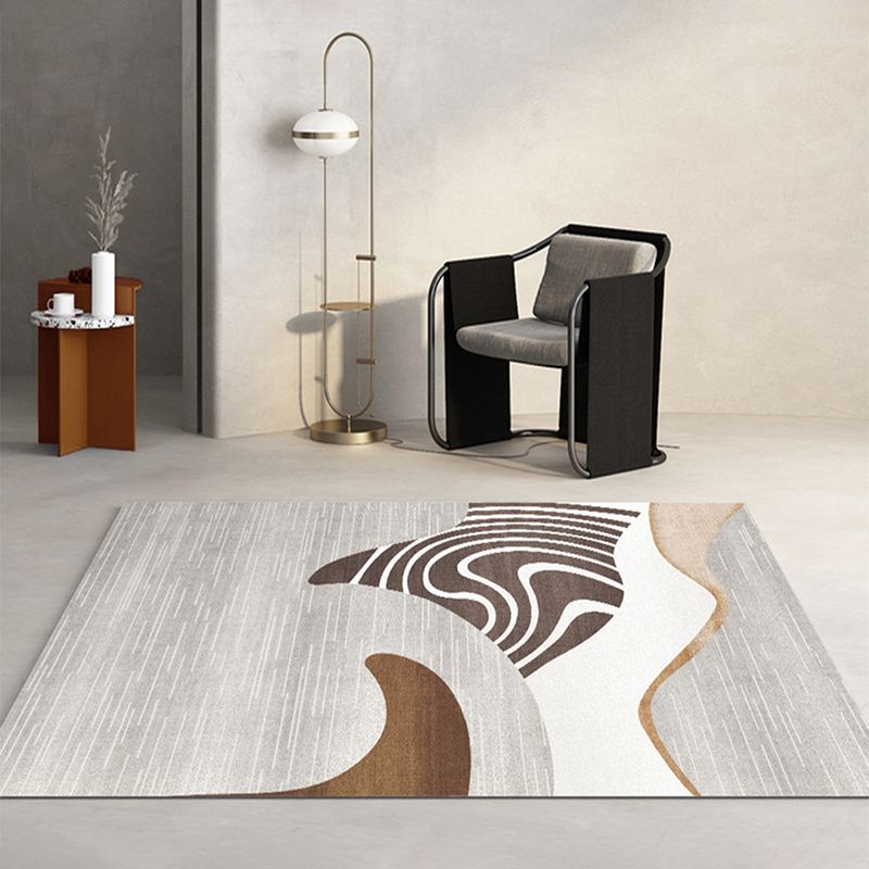 Modern Dark Brown Rug Polyester Contrast Color Rug Washable Rug for Drawing Room