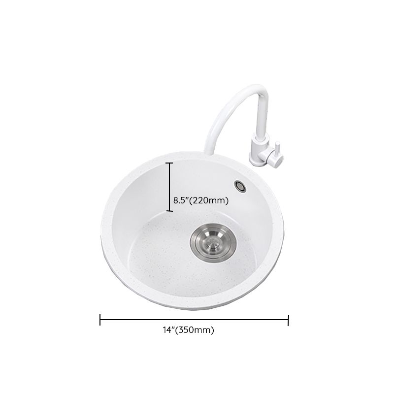 Contemporary Style Kitchen Sink Overflow Hole Design Drop-In Quartz Kitchen Sink