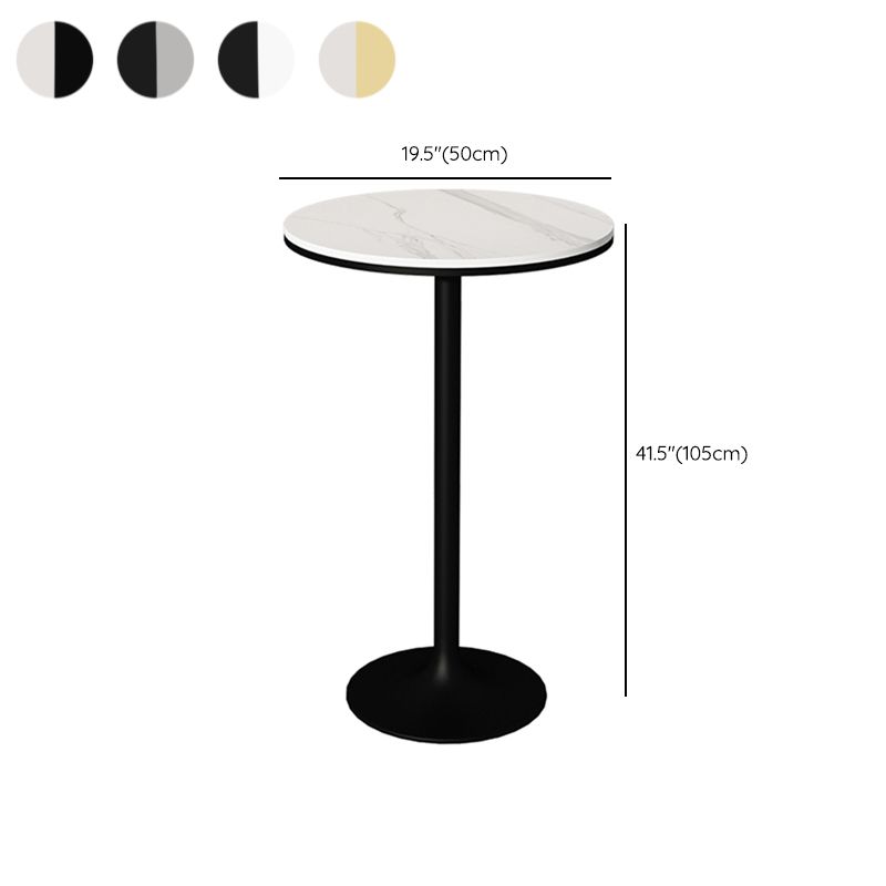 Modern Round Bar Table Set 1/3 Pcs Stone Top Bar Table and Metal Stools