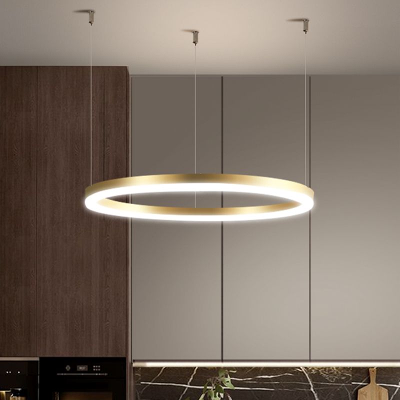 Contemporary Circle Shape Pendant Chandelier Metal 1-Light Pendant Lighting in Gold