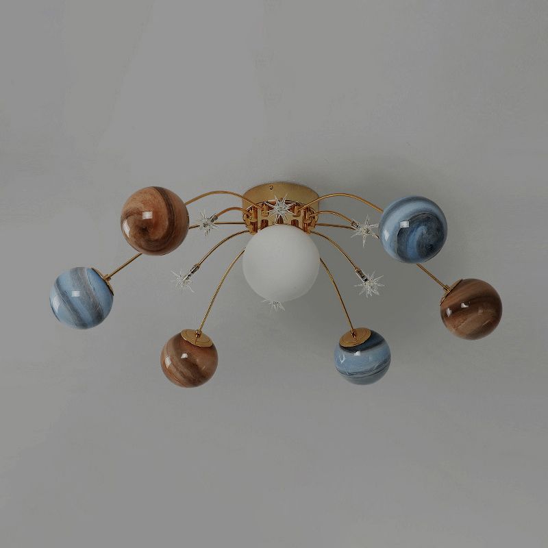 Modern Ceiling Light Glass Shade Flush Mount Lighting Fixture for Bedroom