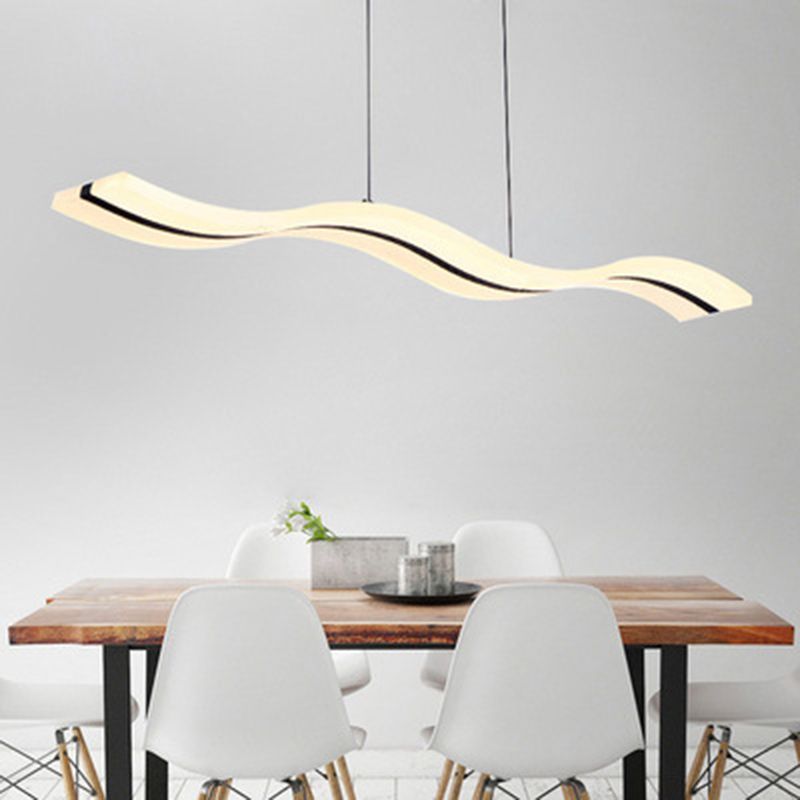 Modern Minimalist LED Island Pendant Lighting Wave Acrylic Island Ceiling Light for Living Room