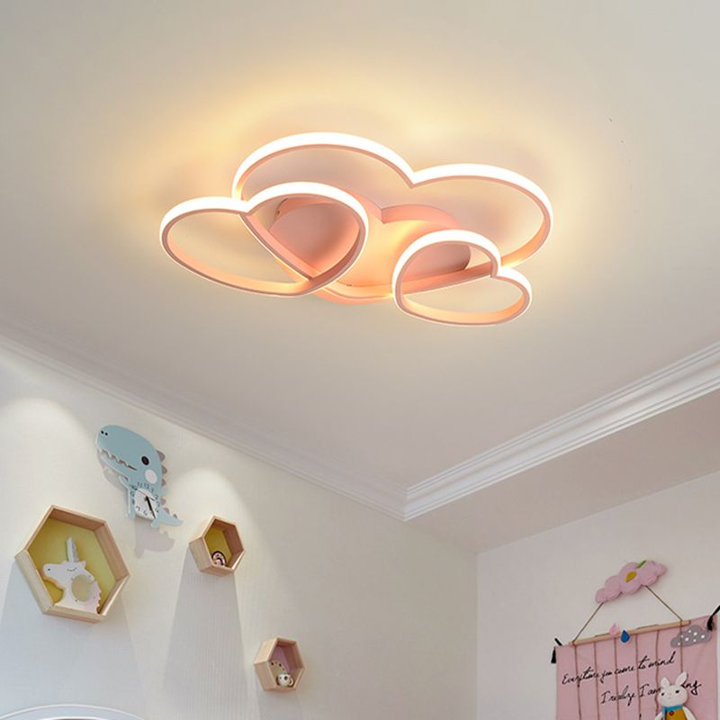 Heart Design Acrylic Ceiling Lighting Minimalist LED White/Pink/Gold Finish Flush Mount Light Fixture