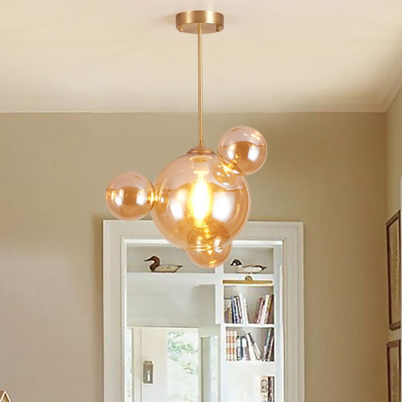 Amber Glass Bubble a forma di ciondolo Modernista 1 kit lampada appesa leggera sul tavolo da pranzo