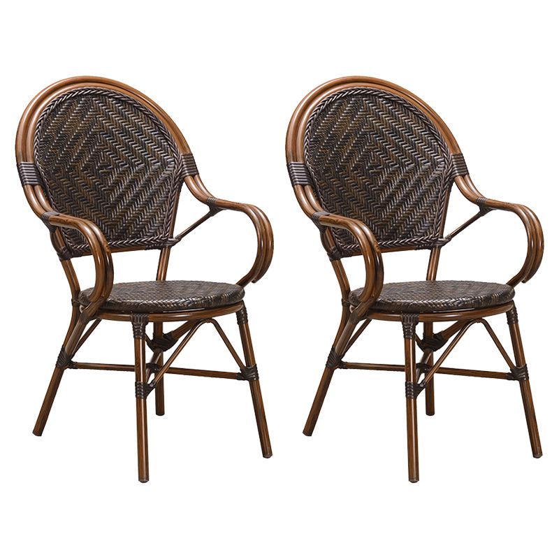 Tropical High Backrest Armed Chairs with Arm Rattan Dining Armchair