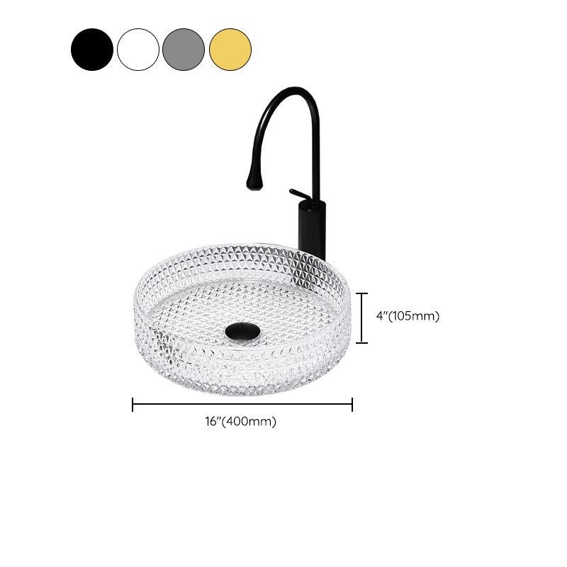 Modern Clear Wash Stand Glass Trough Bathroom Sink for Bathroom