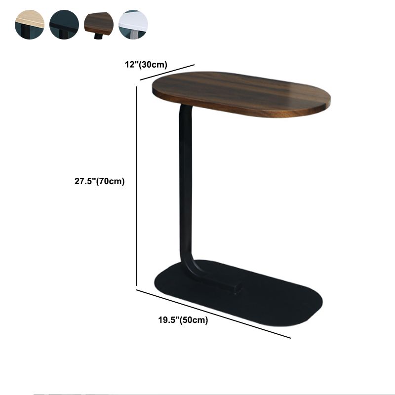 Modern Pedestal End Table Elliptical Faux Wood Top Side Table - 19.69" W