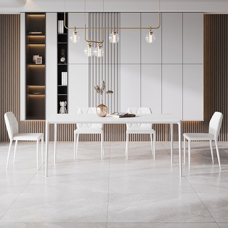 Contemporary 1/2/5/7 Pieces Dining Chairs Set Stone Rectangle Furniture in White