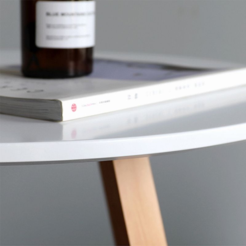 Nordic Style Round Solid Wood Table with Wooden Cross Base Side Table
