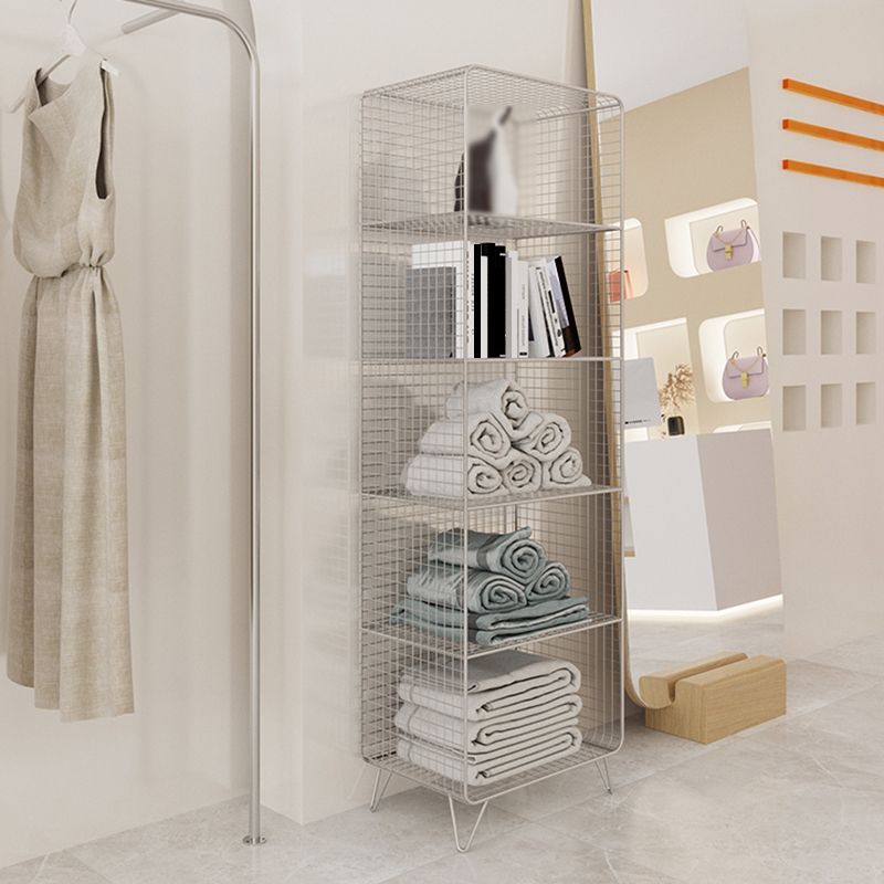 Modern Style Bookcase Vertical Metal Closed Back Bookshelf for Home