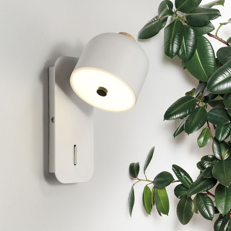 Modern Simple Iron Wall Light Cylinder Shape Rotatable Wall Lamp for Bedroom