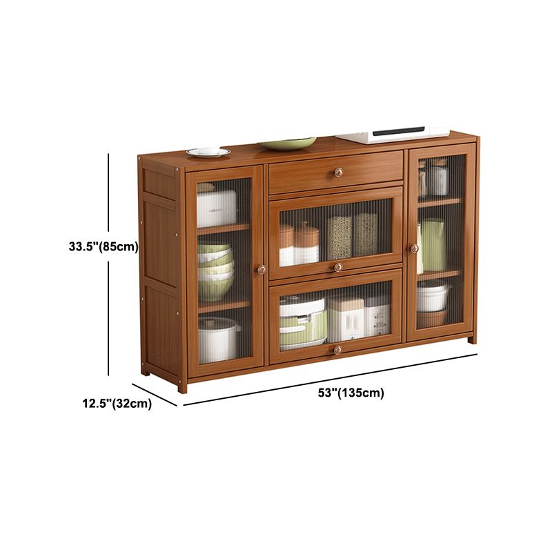 Modern Rectangle Accent Cabinet Brown Wood Knobs Side Cabinet with Doors
