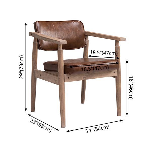 Country Style Indoor Arm Chair Open Back Wood Upholstered Dining Room Chair