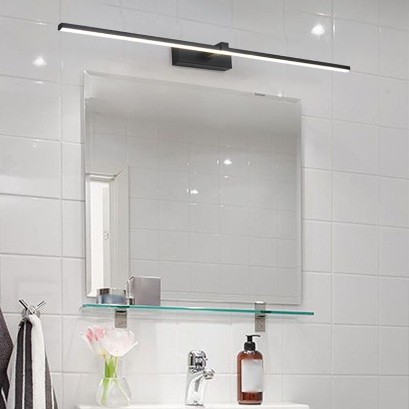 Metal Linear Shape Mirror Wall Light Modern 1-Light Mirror Wall Mount Light in Black