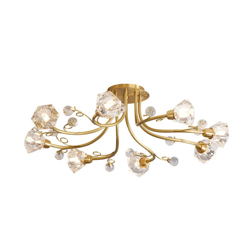 Sputnik abgeschrub Kristalldecke Flush Minimalismus 8 Köpfe Gold Flush Mount Lighting