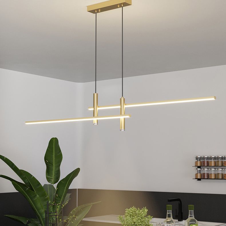 Linear Kitchen Island Lighting Fixture Metal LED Minimalist Island Pendant Light