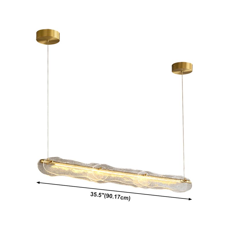 1-Light Island Light Modern Style Linear Shape Glass Shade Pendant Lighting