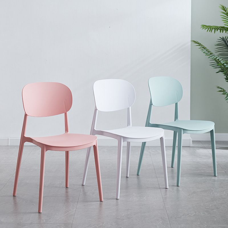 Glam Style Plastic Side Chair Matte Finish Open Back Dining Chair for Home