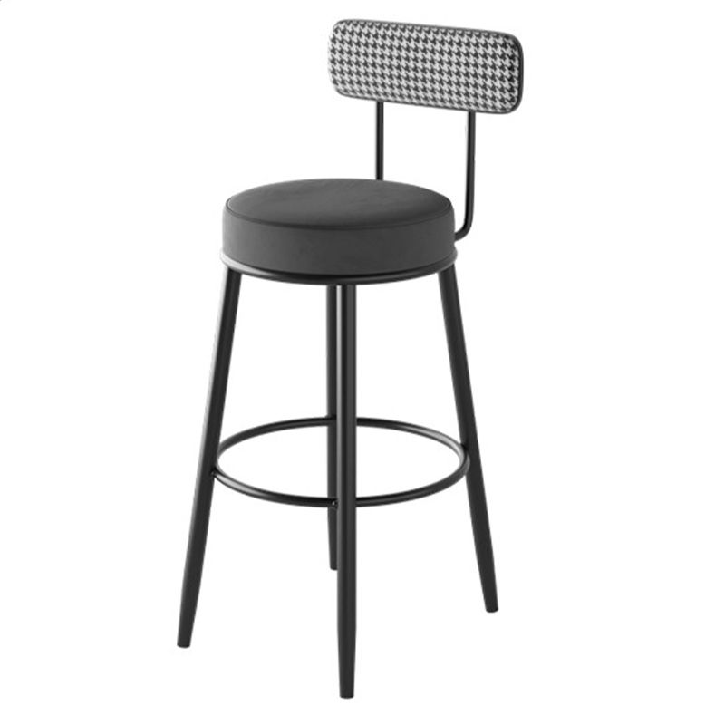 Contemporary Matte Finish Velvet Stool Milk Tea Shop Footrest Barstool