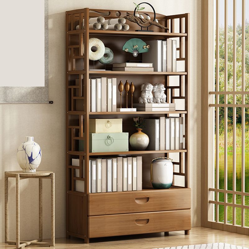 Brown Color Modern Style Bookshelf Closed Back Wood Bookcase