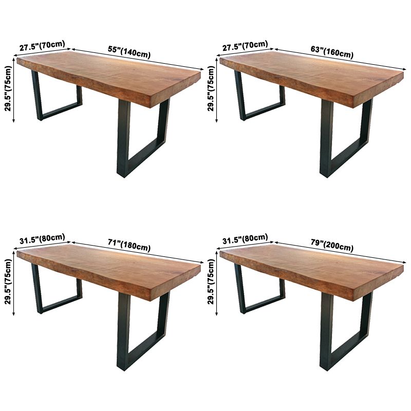 Zeitgenössischer brauner Rechteckform Esstisch Massivholz Esstisch mit Trestle Basis