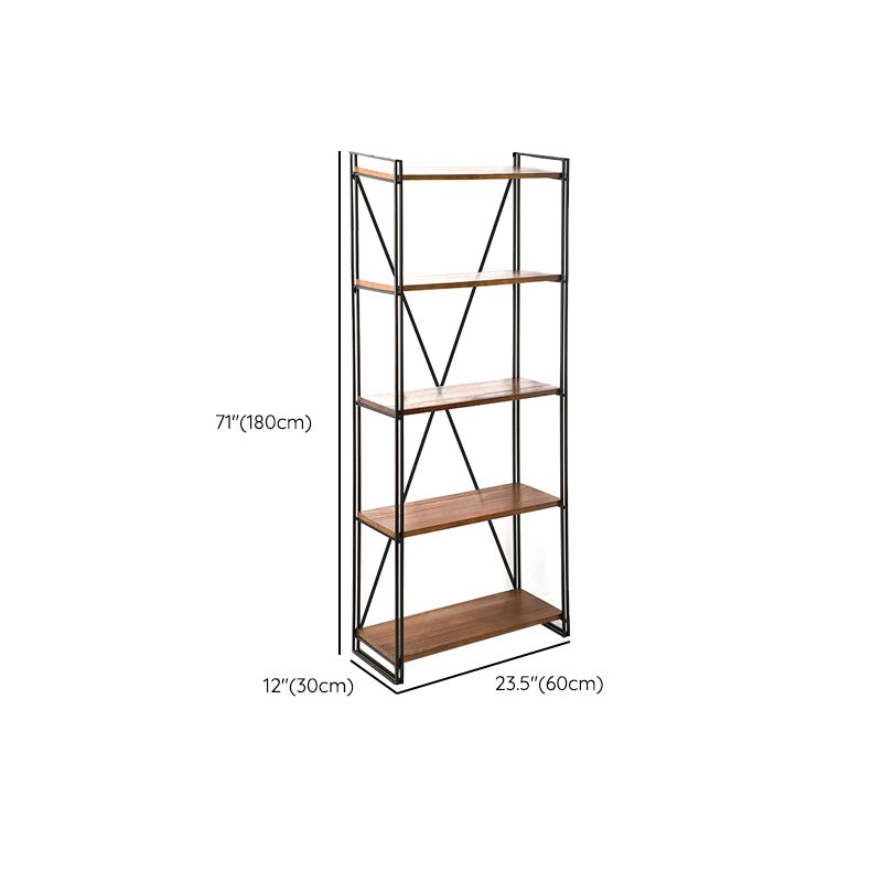 Wooden Open Back Bookshelf Etagere Industrial Bookcase with Shelves